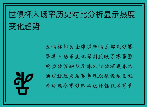 世俱杯入场率历史对比分析显示热度变化趋势